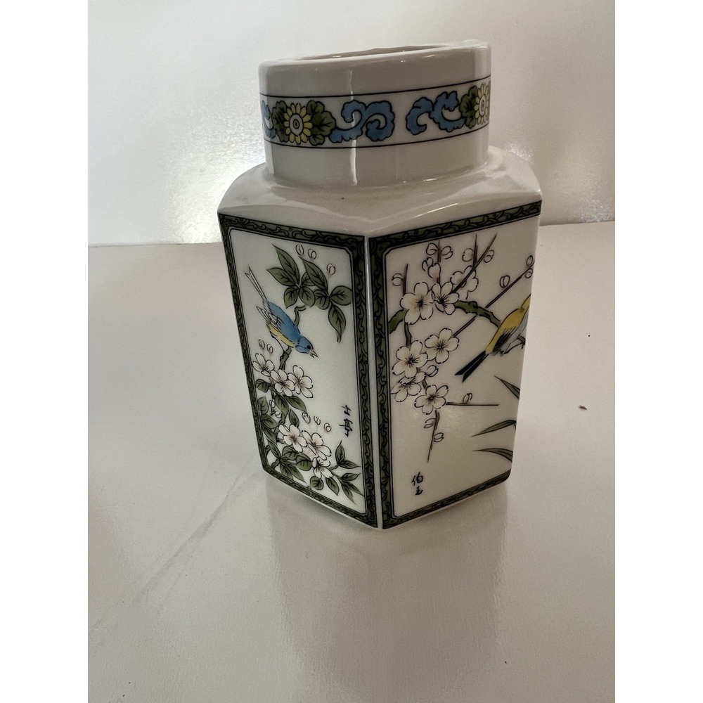 Vintage Japanese Candle Holder Porcelain With Birds & Floral Pattern